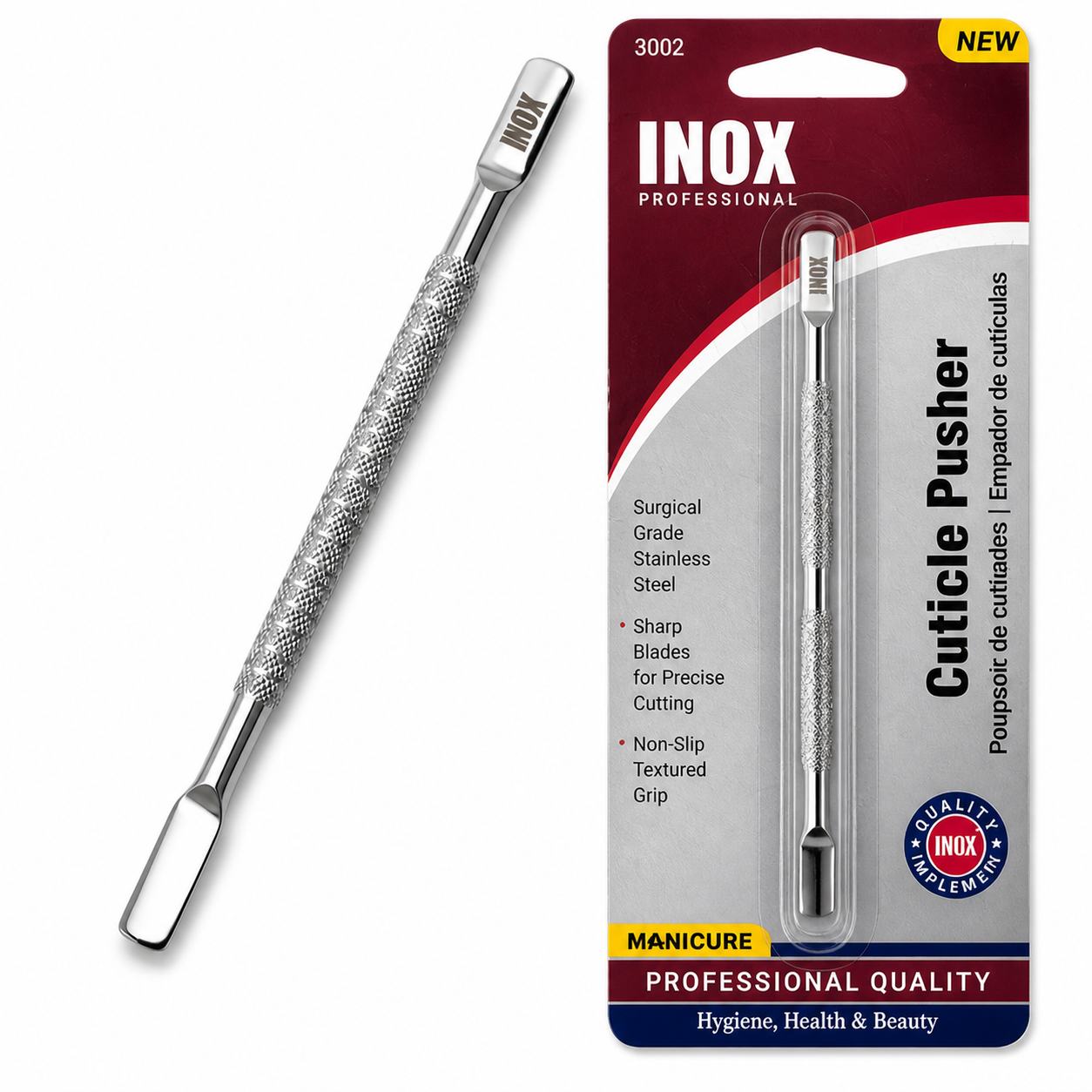 INOX Professional Cuticle Pusher – Stainless Steel Dual-End Nail Tool