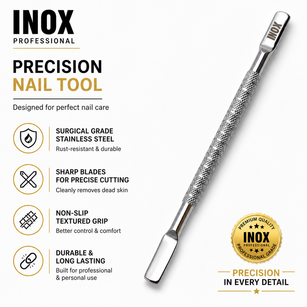 INOX Professional Cuticle Pusher – Stainless Steel Dual-End Nail Tool