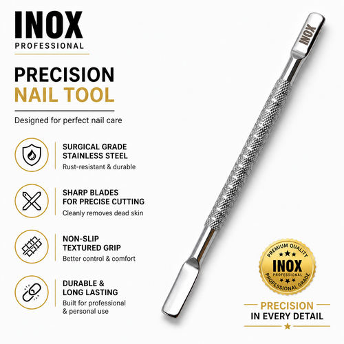 INOX Professional Cuticle Pusher – Stainless Steel Dual-End Nail Tool