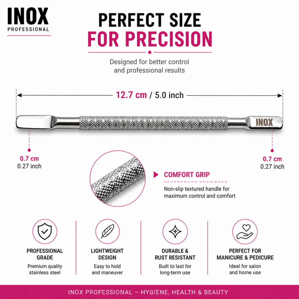 INOX Professional Cuticle Pusher – Stainless Steel Dual-End Nail Tool