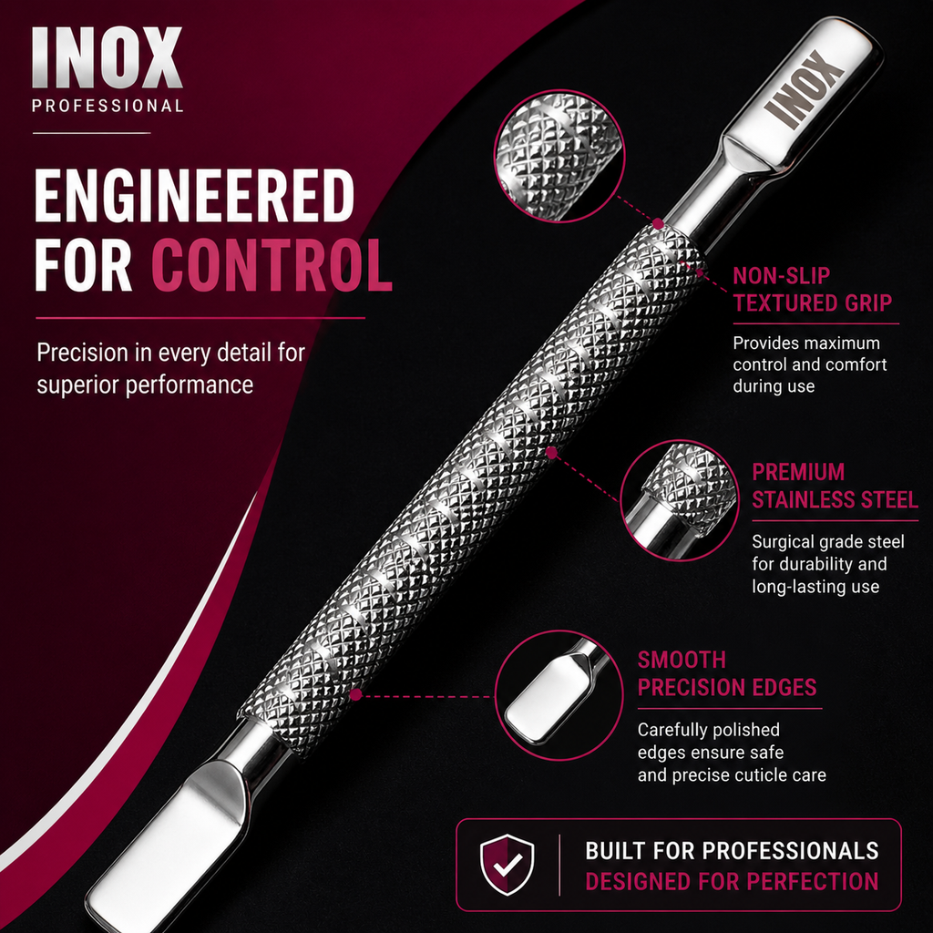 INOX Professional Cuticle Pusher – Stainless Steel Dual-End Nail Tool