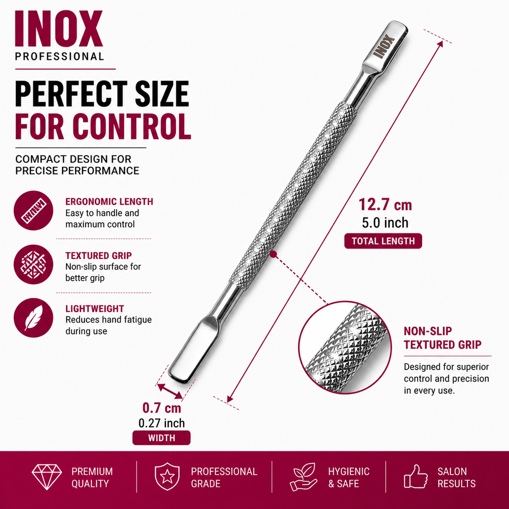 INOX Professional Cuticle Pusher – Stainless Steel Dual-End Nail Tool