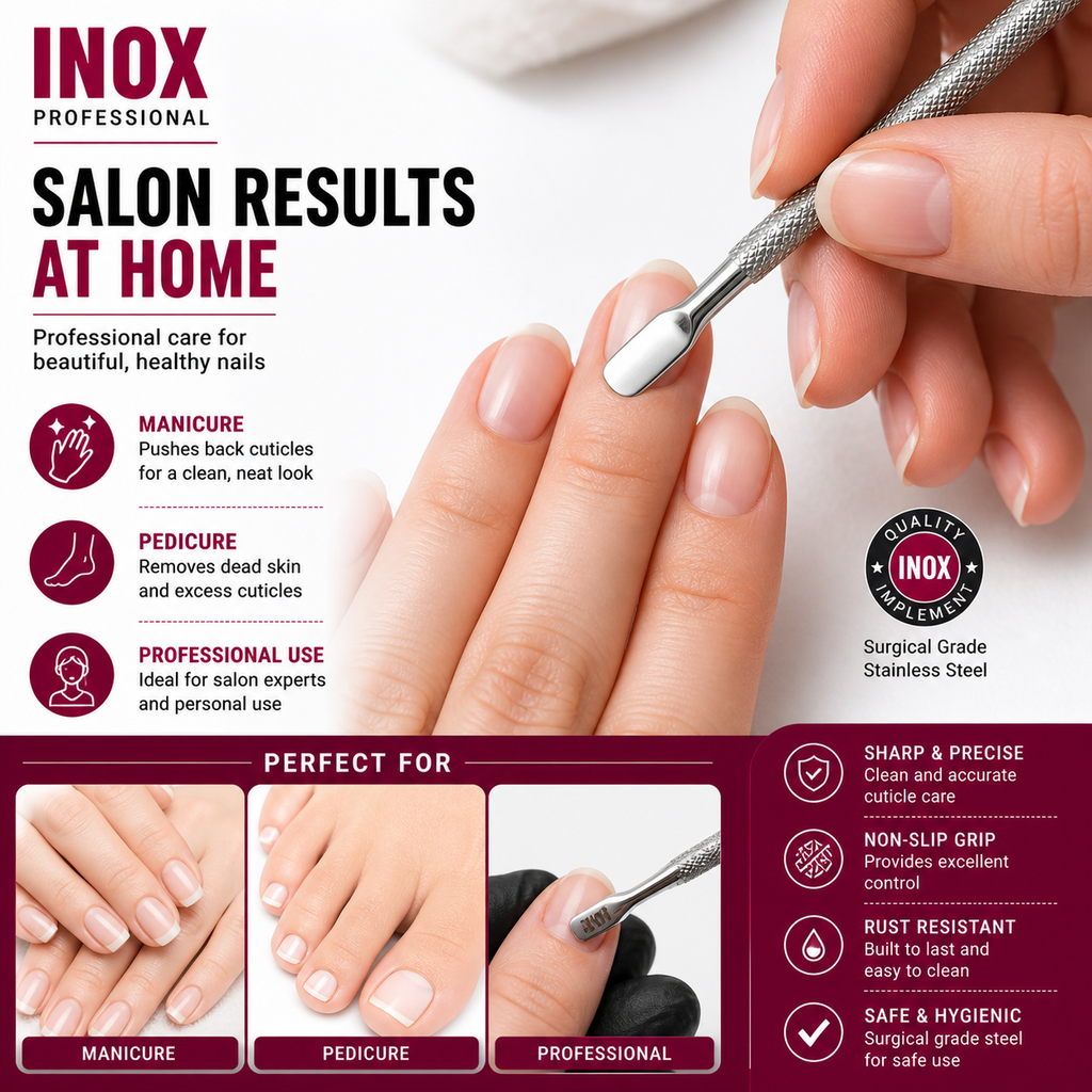 INOX Professional Cuticle Pusher – Stainless Steel Dual-End Nail Tool