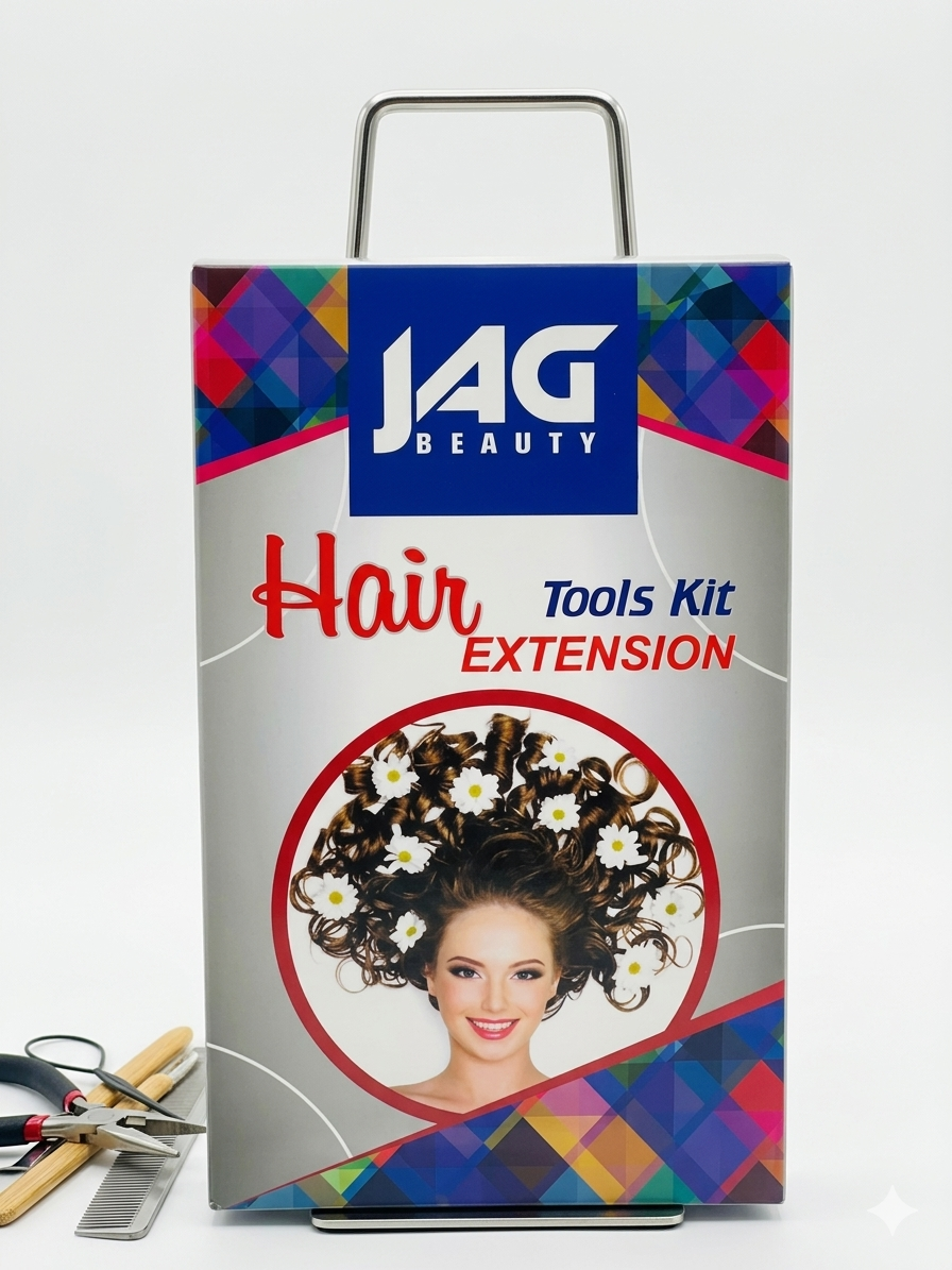 JAG BEAUTY Professional Hair Extension Tools Kit – 4-Piece Set with Stainless St