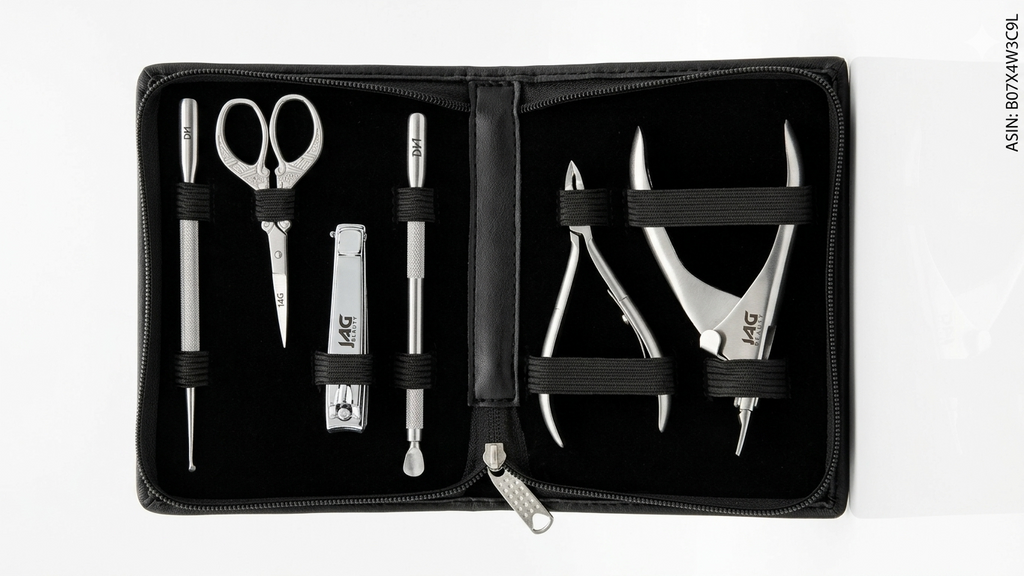 JAG Beauty Professional Student Implement Kit 6-Piece Manicure & Pedicure Set – Premium German Quality Stainless Steel Nail Grooming Kit with Travel Case – Precision Cuticle Nippers, Clippers & Salon-Grade Implements