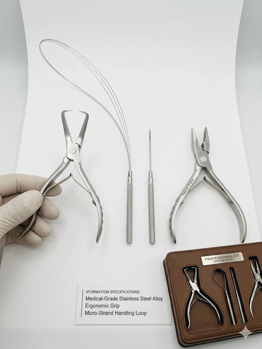 JAG BEAUTY Professional Hair Extension Tools Kit – 4-Piece Set with Stainless St