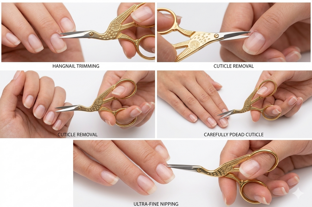 Professional Stork Cuticle Scissors – Precision 3.5” Gold-Plated Crane Embroidery Scissors for Nails, Hangnails & Cuticles – Ultra-Fine Curved Tip Stainless Steel Grooming Tool for Salon & Home Use