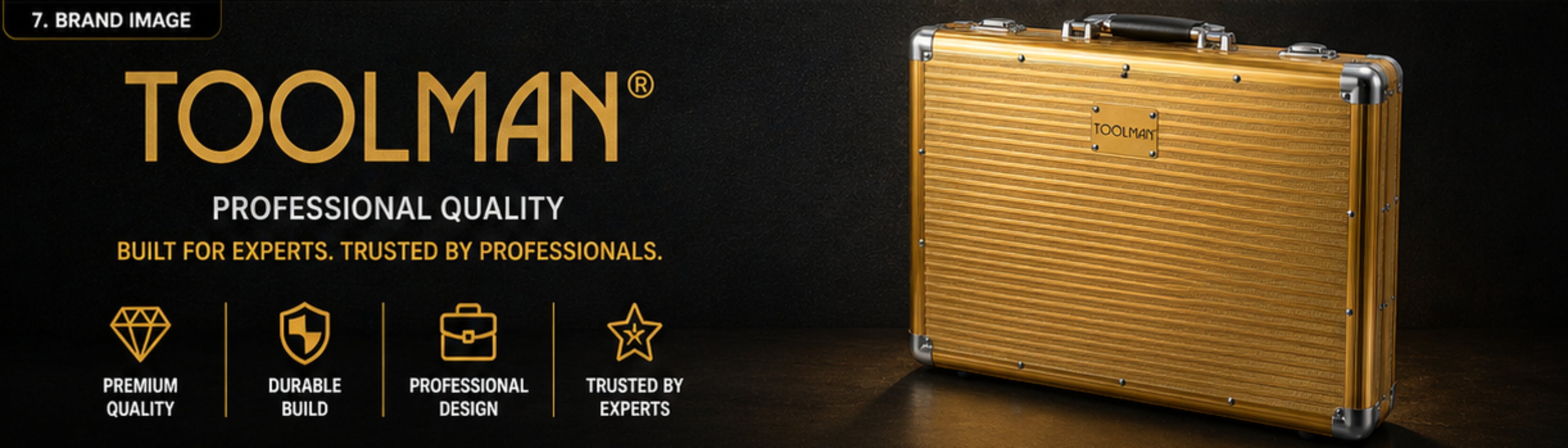 TOOLMAN Aluminum Barber Case – Professional Gold Tool Storage Case with Organized Compartments, Lightweight & Durable Travel Case for Barbers, Stylists & Grooming Tools (19" x 15" x 8.8")