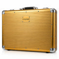 TOOLMAN Aluminum Barber Case – Professional Gold Tool Storage Case with Organized Compartments, Lightweight & Durable Travel Case for Barbers, Stylists & Grooming Tools (19" x 15" x 8.8")